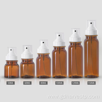 Amber Cosmetic Packing Plastic Sprayer Bottle With Pump